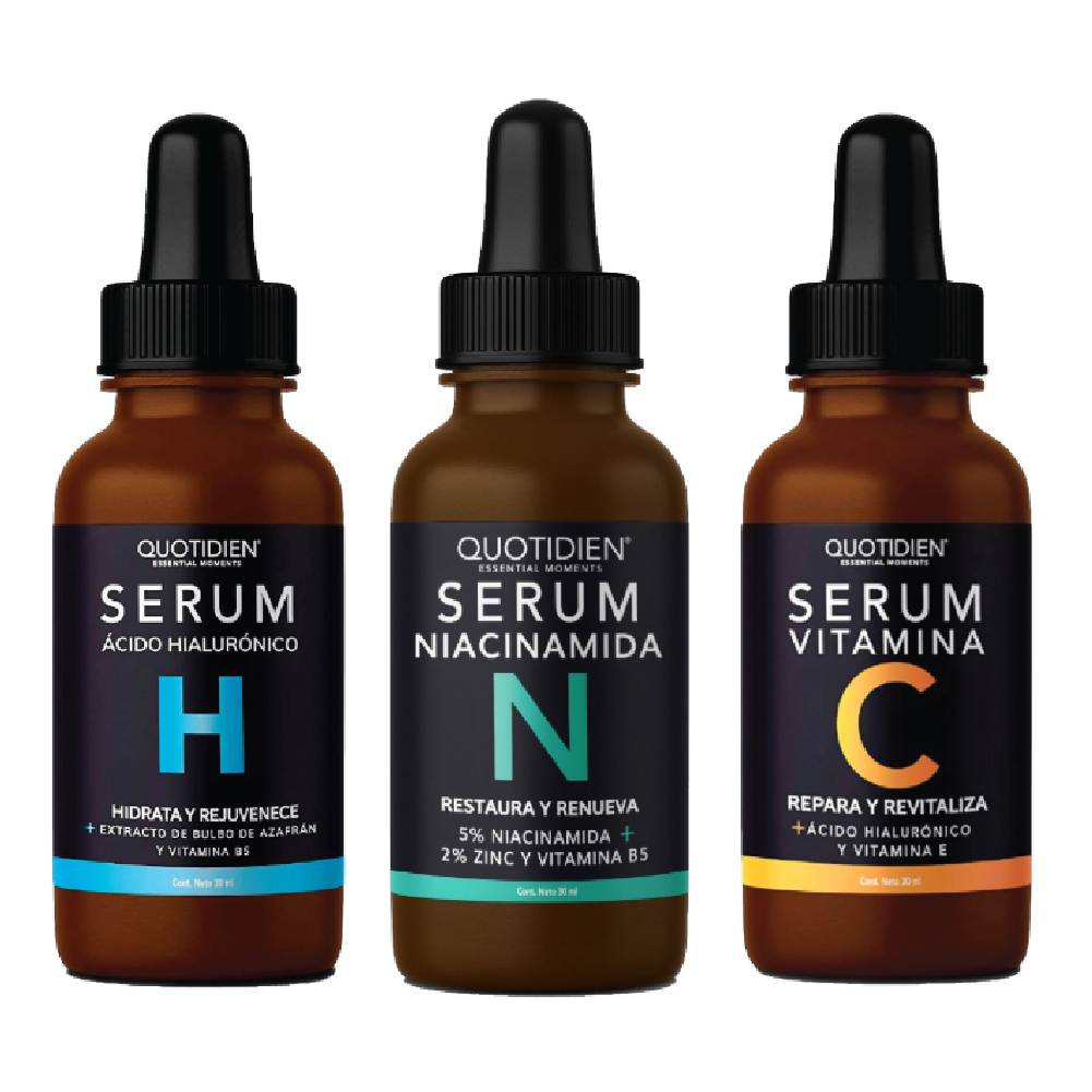 Kit Serum Quotidien Vitamina C + Suero Ácido Hialurónico + Niacinamida Skin Care Hidratante Facial