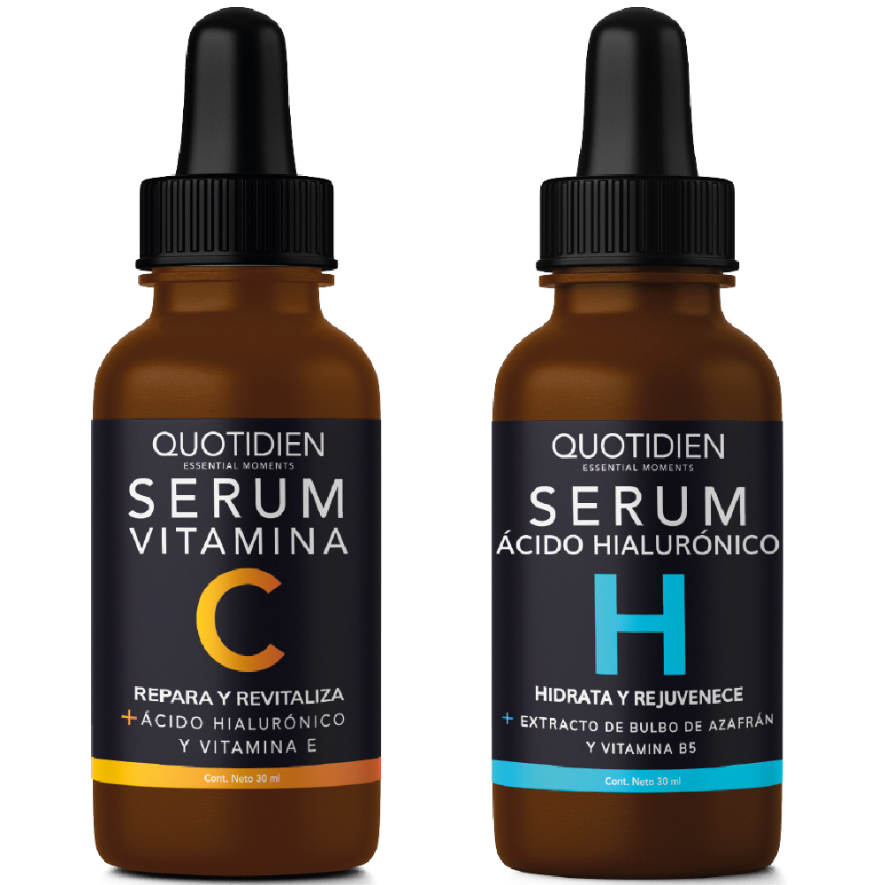 Kit Serum Quotidien Vitamina C + Suero Ácido Hialurónico Skin Care Hidratante Facial