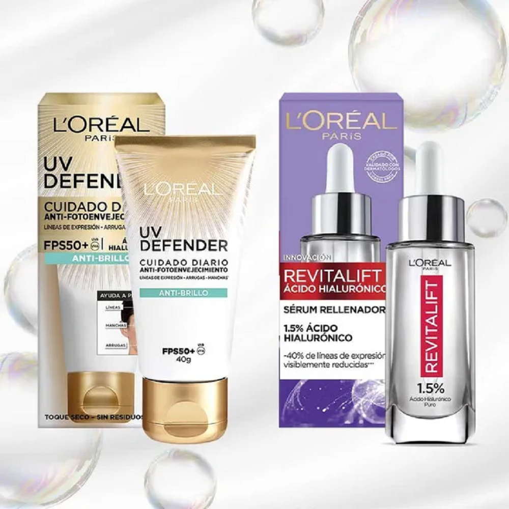 Foto 4 pulgar | Kit Loreal de Serum Ácido Hialurónico 30ml más Uv Defender 40g