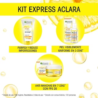 Foto 3 | Kit Garnier Express Aclara Serum/ Crema/ Gel con Vitamina C