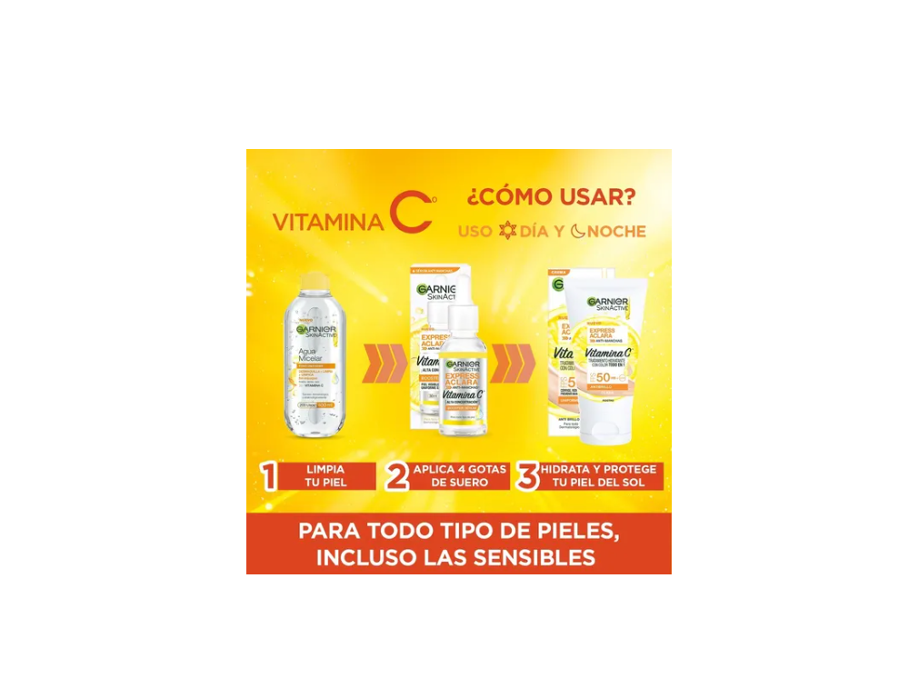 Foto 4 pulgar | Kit Garnier Express Aclara; Serum All In1 Claro Agua Micelar