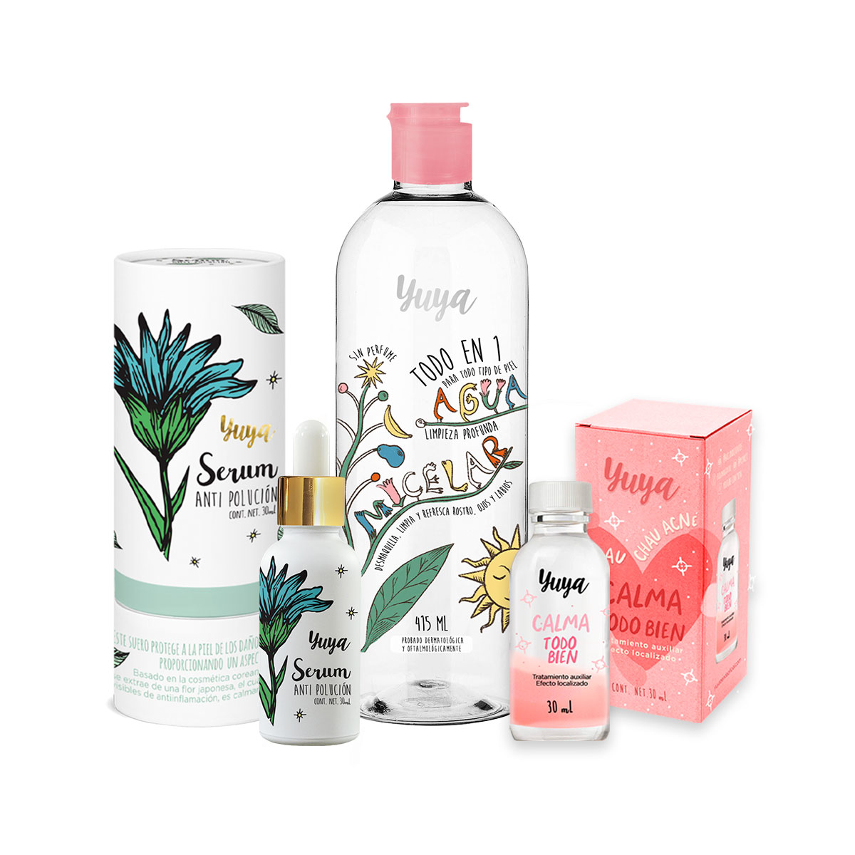 Set de Limpieza Facial Yuya Agua Micelar con Suero Antipolución y Tratamiento Chau Chau