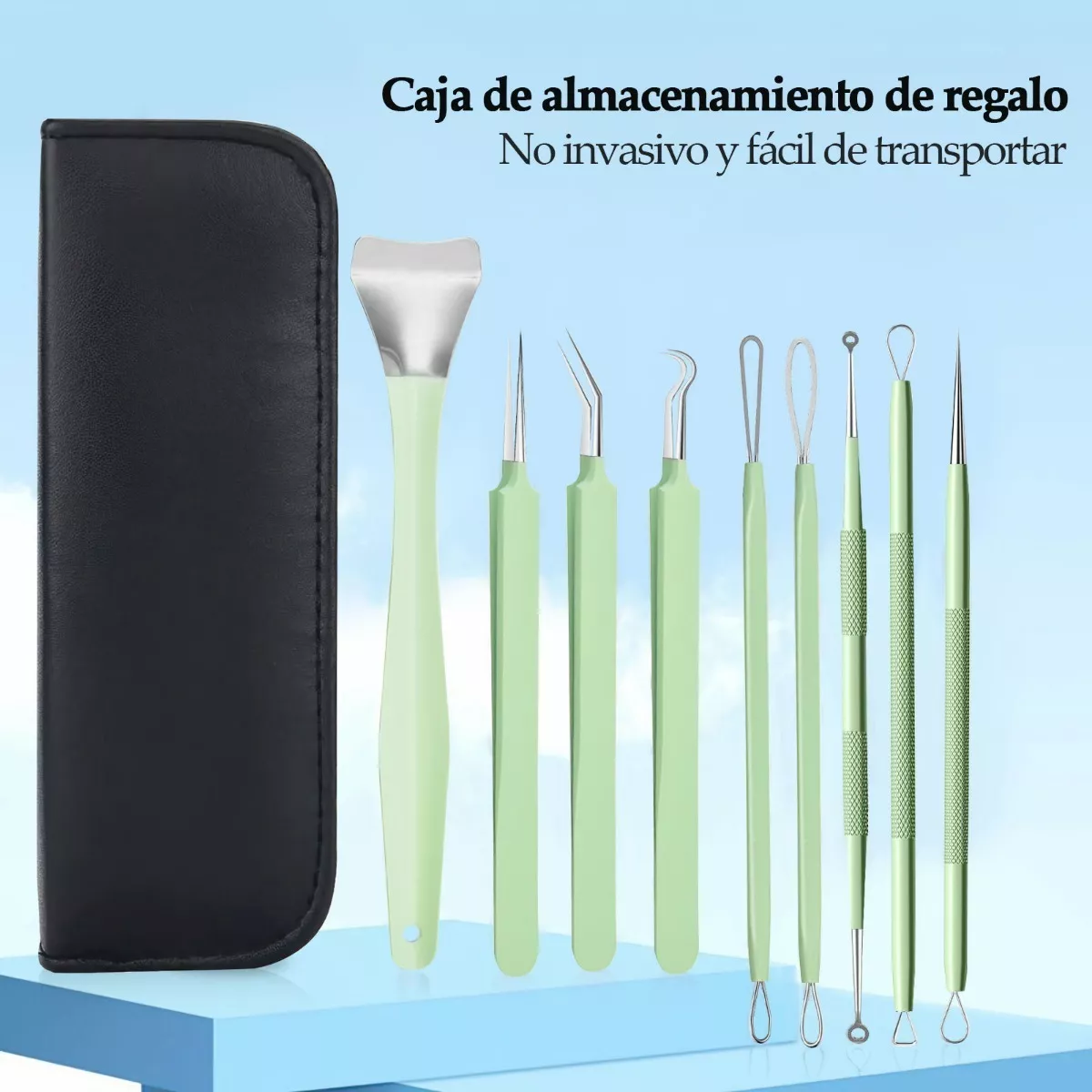 Foto 3 pulgar | Kit Removedor Extractor Puntos Negros Belug 9 Piezas color Verde