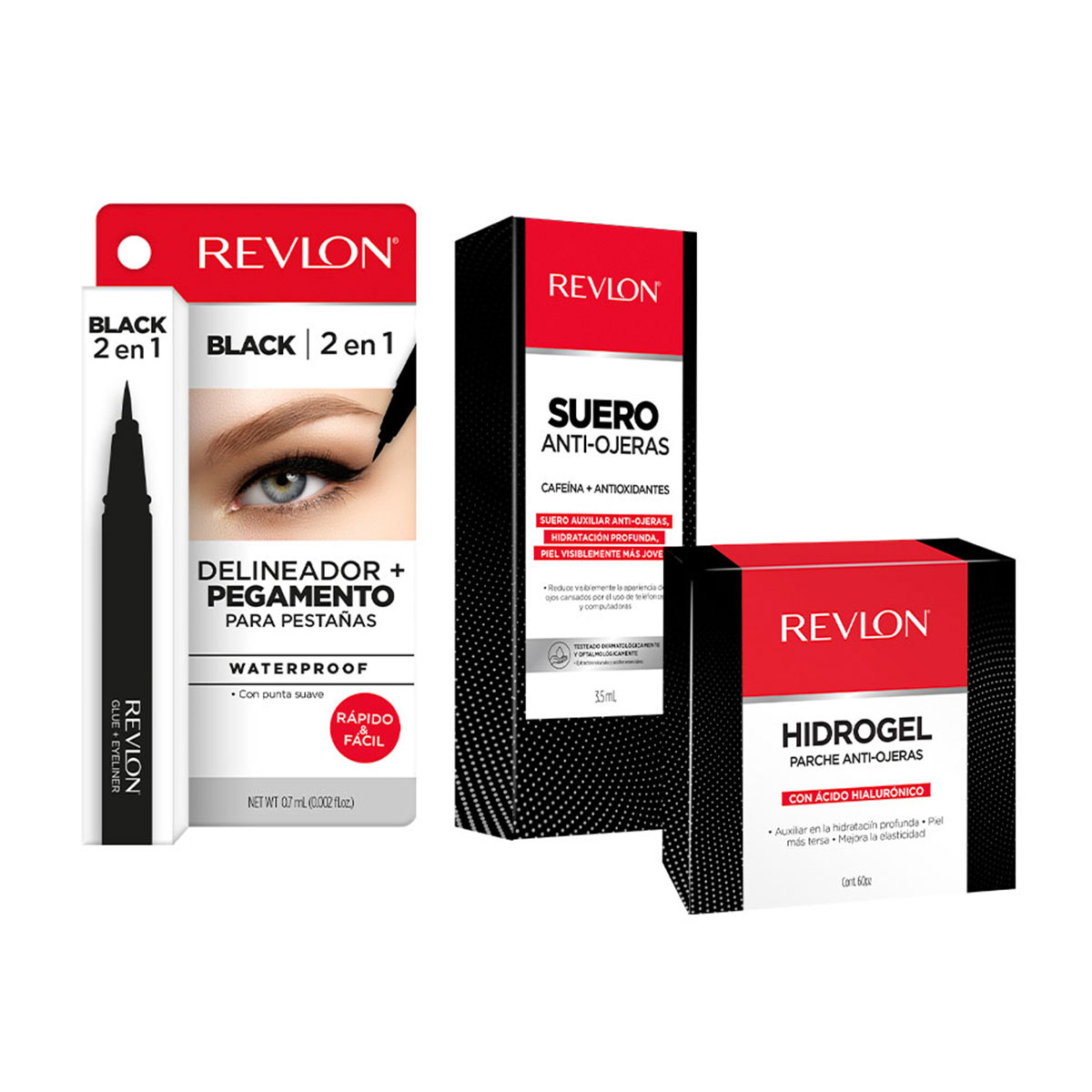 Foto 2 | Delineador Ojos con Pegamento Negro + Parche Antiojeras + Roll-On Antiojeras Revlon