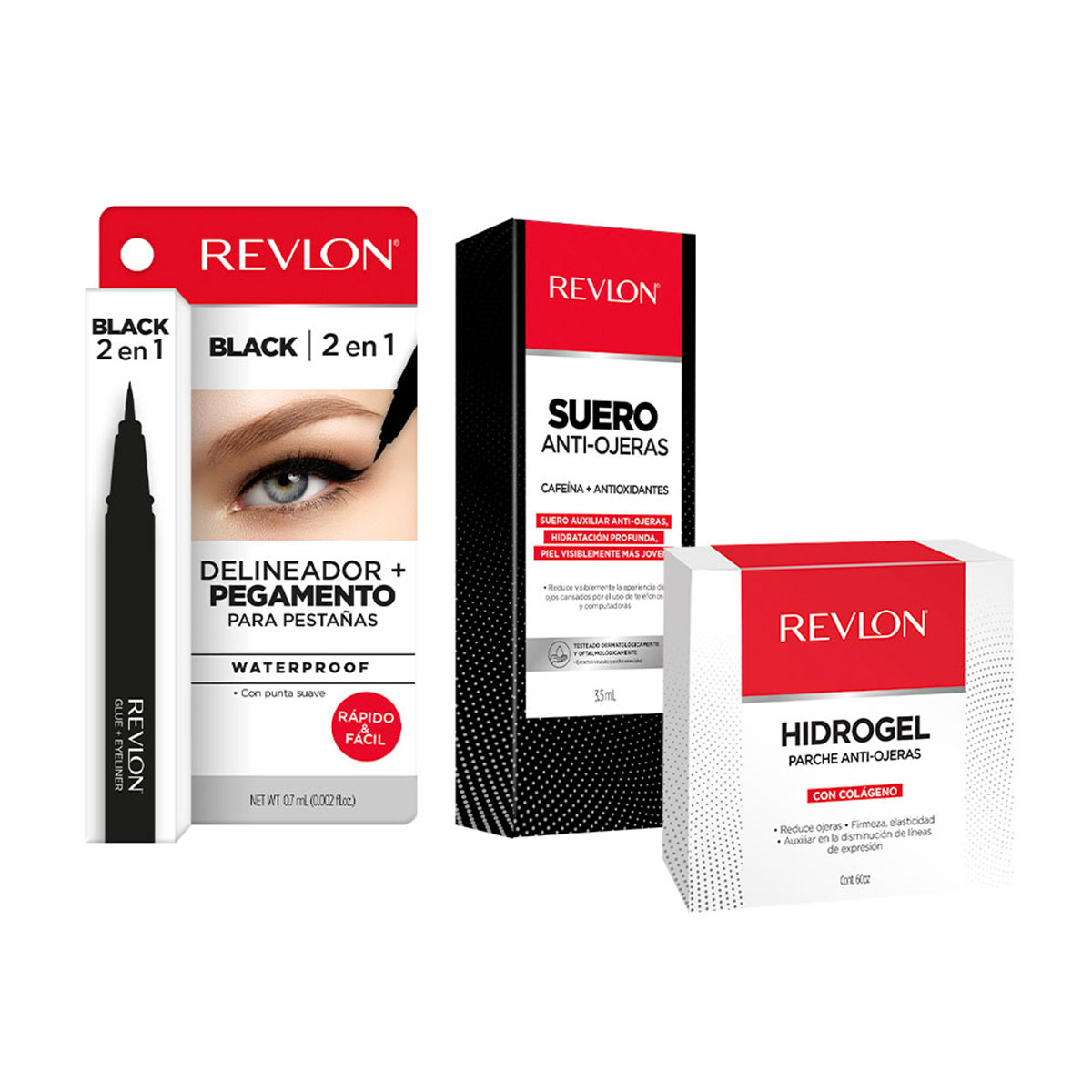 Foto 3 pulgar | Delineador de Ojos Revlon con Pegamento Negro Parche Antiojeras de Colágeno y Roll-On Antiojeras