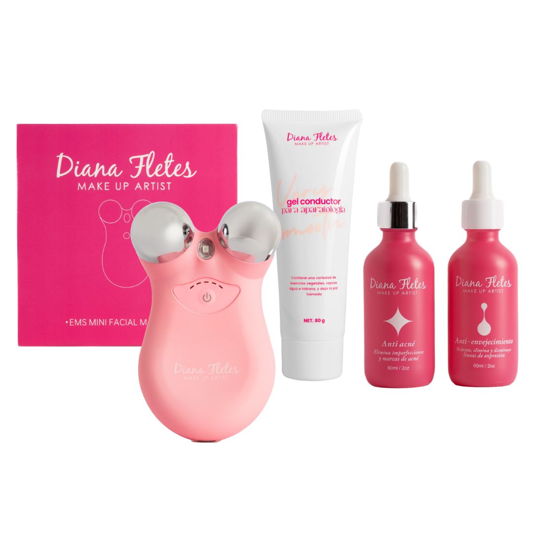 Kit Skin Care Diana Fletes Kit-cp01 Rosa con Aparatología de Microcorriente