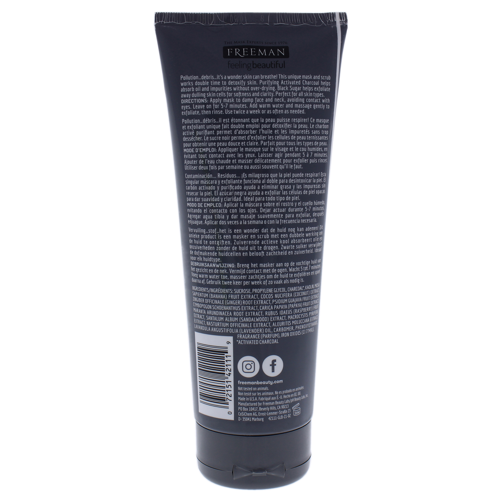 Foto 3 pulgar | Mascarilla En Gel Exfoliante Carbón De Pulido Freeman Y Azúcar Negro - Venta Internacional
