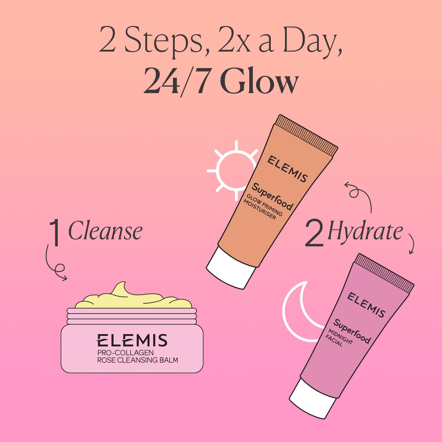 Foto 4 | Kit De Cuidado De La Piel Elemis Way To Glow Con Bálsamo Limpiador E Hidratante - Venta Internacional.