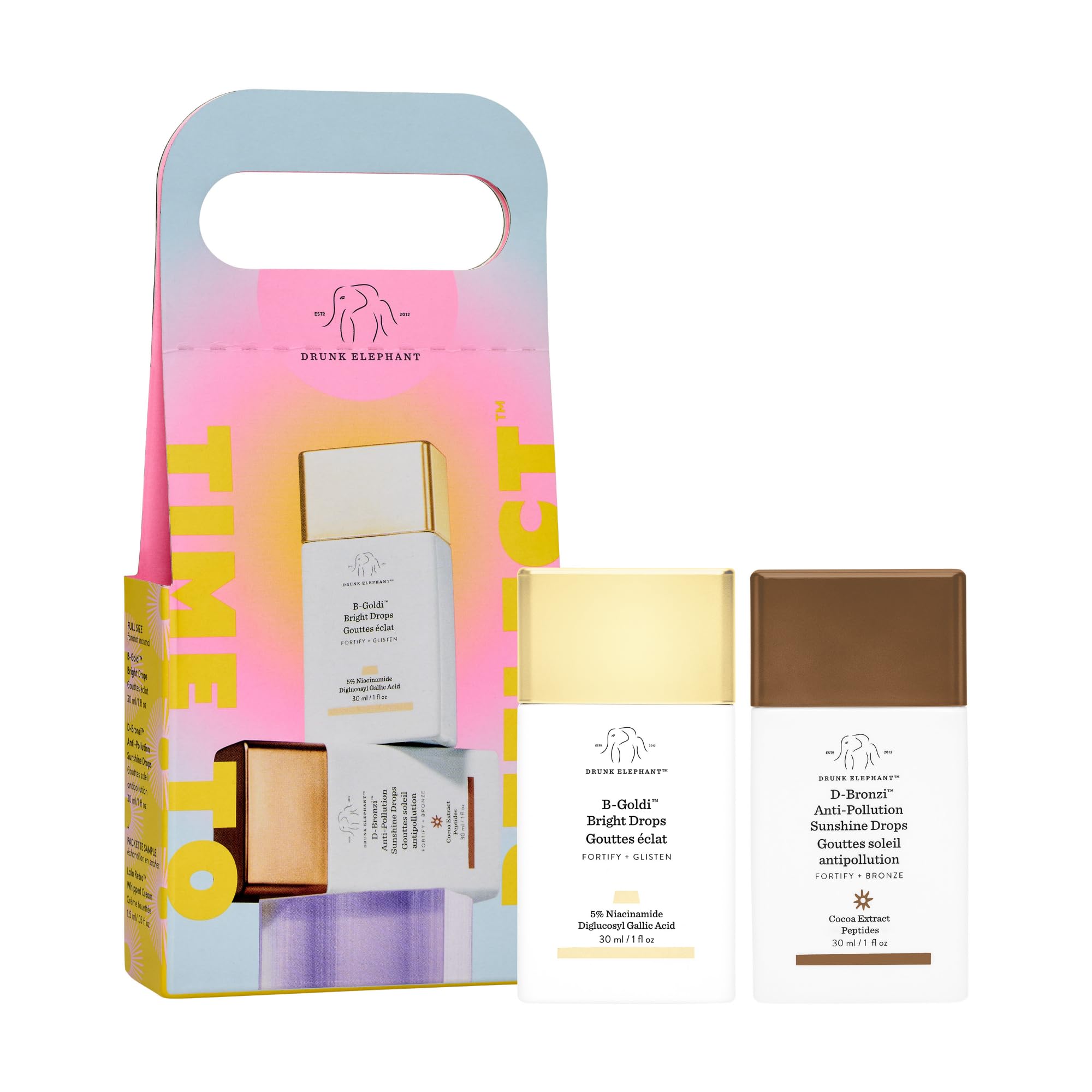 Foto 2 pulgar | Kit Skincare Drunk Elephant Time To Reflect Con B-goldi Y D-bronzi, 30 Ml - Venta Internacional.