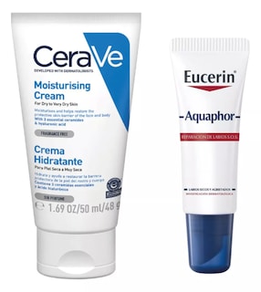 Foto 1 | Kit De Bolso Ideal Viaje Cerave Eucerin: Crema Hidratante Facial Y Corp + Bálsamo Reparador De Labios, Hidrata