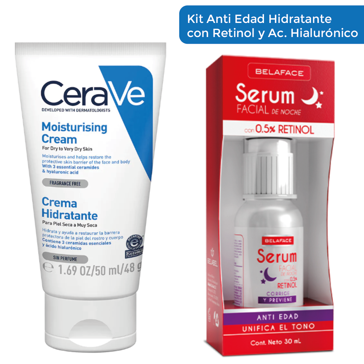 Foto 2 pulgar | Kit Skincare Antiedad Sérum Retinol + Crema Hidratante Cerave 2pcs