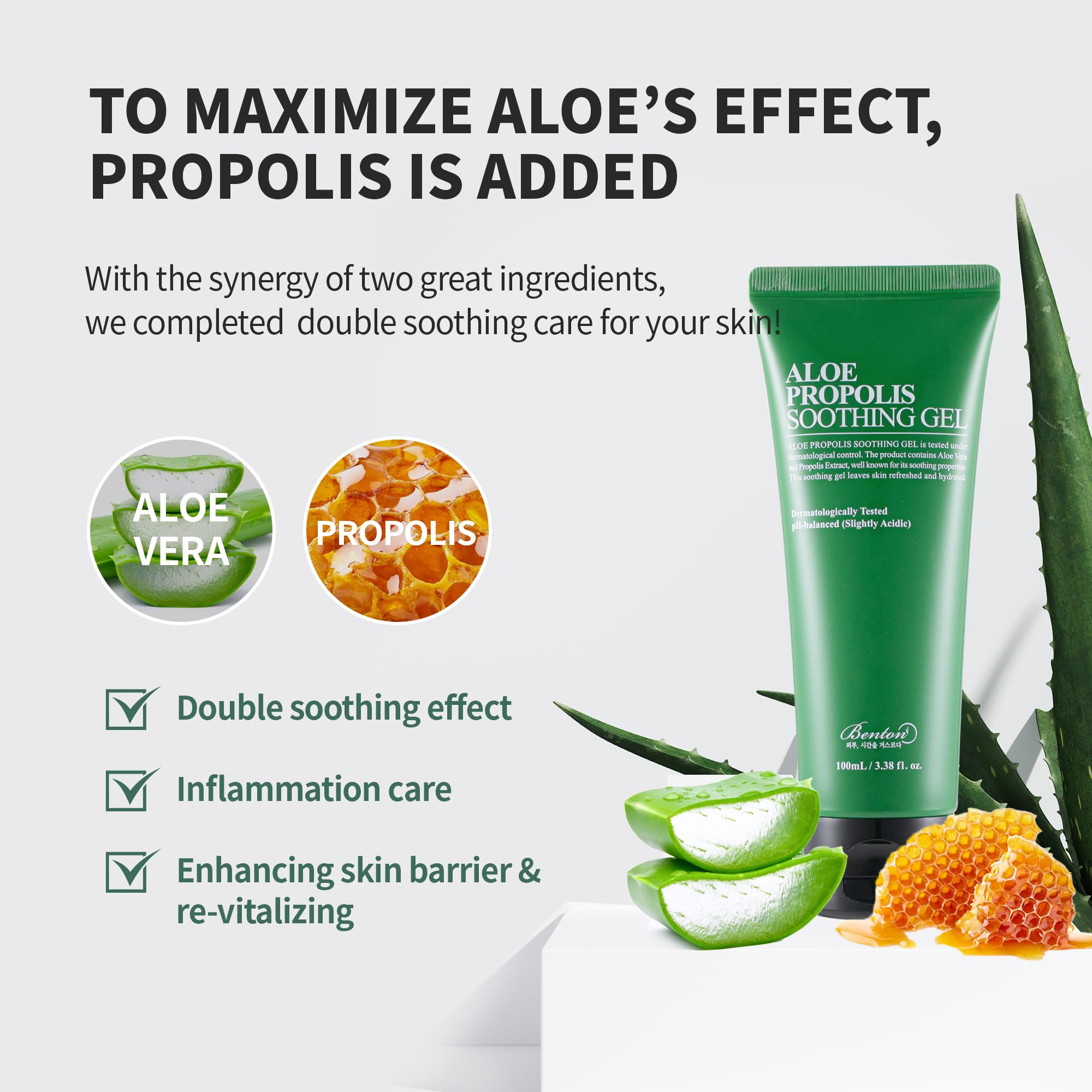 Foto 4 pulgar | Gel De Aloe Vera Benton Gel Calmante De Aloe Y Propóleo 100 Ml - Venta Internacional.