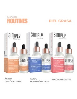 Foto 1 | Set Acido Glicolico 20%, Acido Hialuronico 2% Y Niacinamida 7% Simply Solution Rutina Control Grasa 3 Piezas
