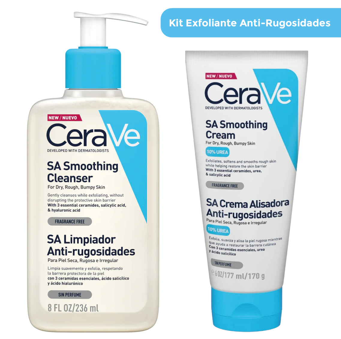 Foto 2 pulgar | Kit Cerave Anti-rugosidades: Limpiador Y Crema Alisadora Con Ácido Salicílico Y Ceramidas