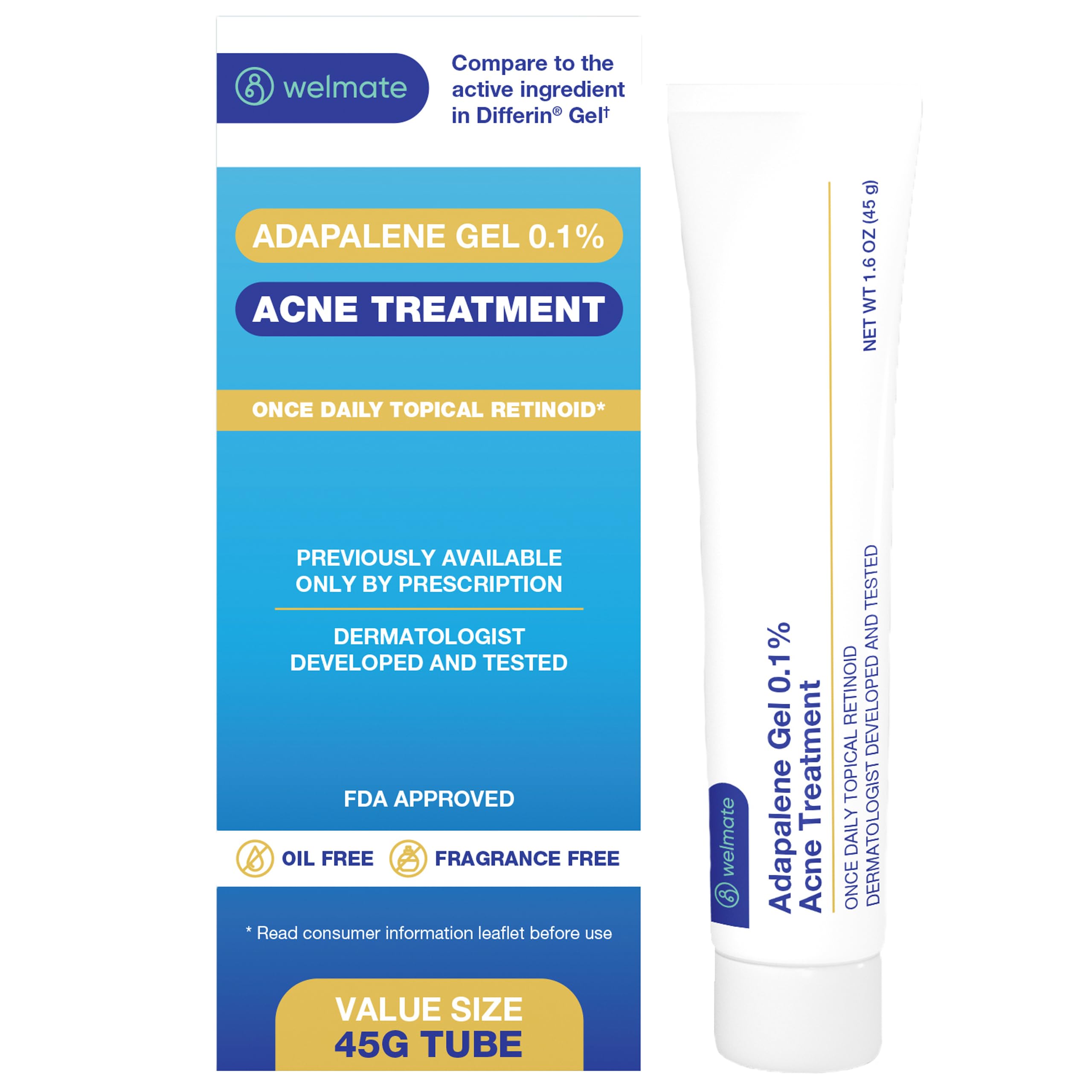 Foto 2 pulgar | Adapalene Gel Welmate 0,1% Fsa Hsa Tratamiento Para El Acné 45 G - Venta Internacional.
