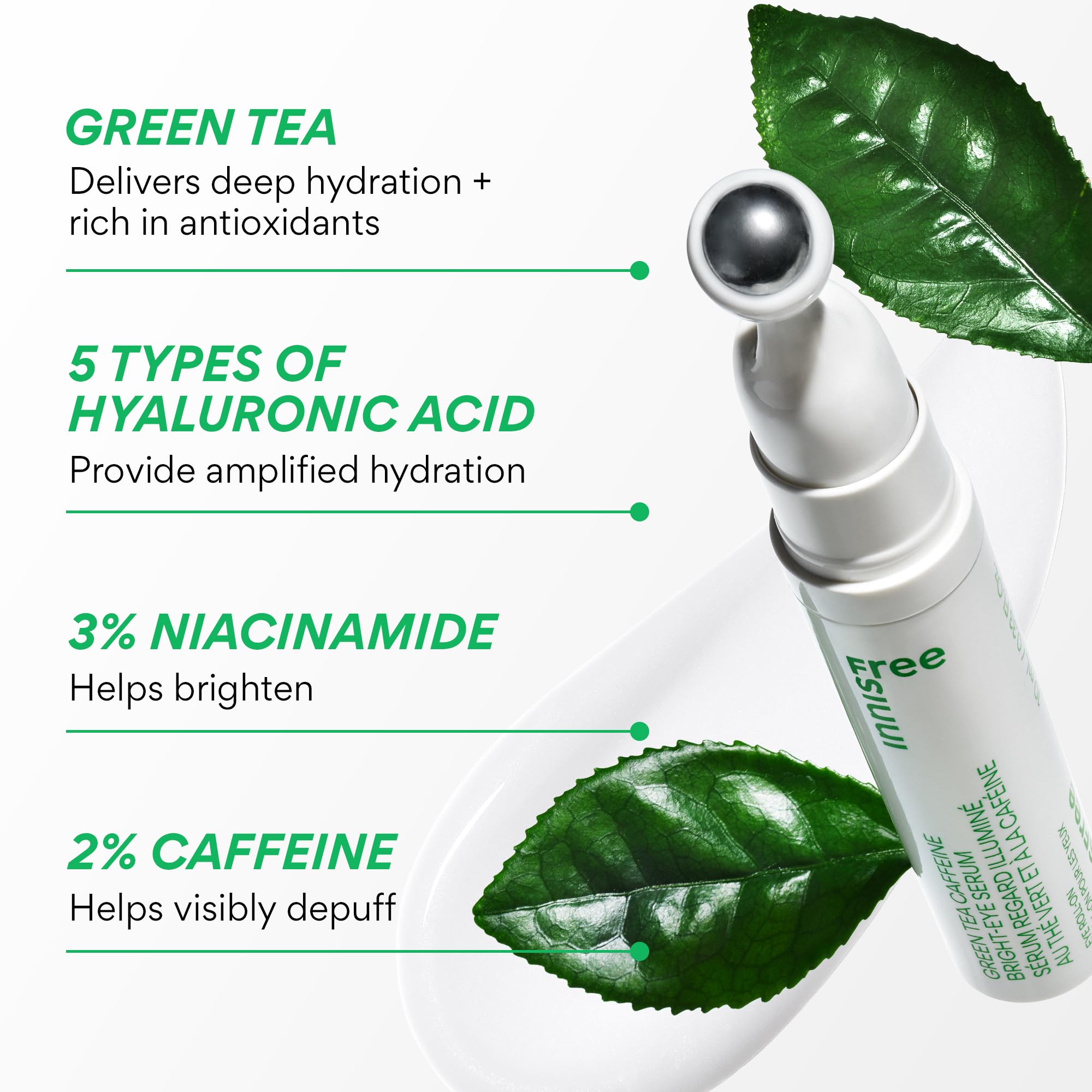 Foto 5 pulgar | Set De Cuidado De La Piel Innisfree Green Tea Depuff, Sérum Hidratante Para Ojos Y Crema - Venta Internacional.