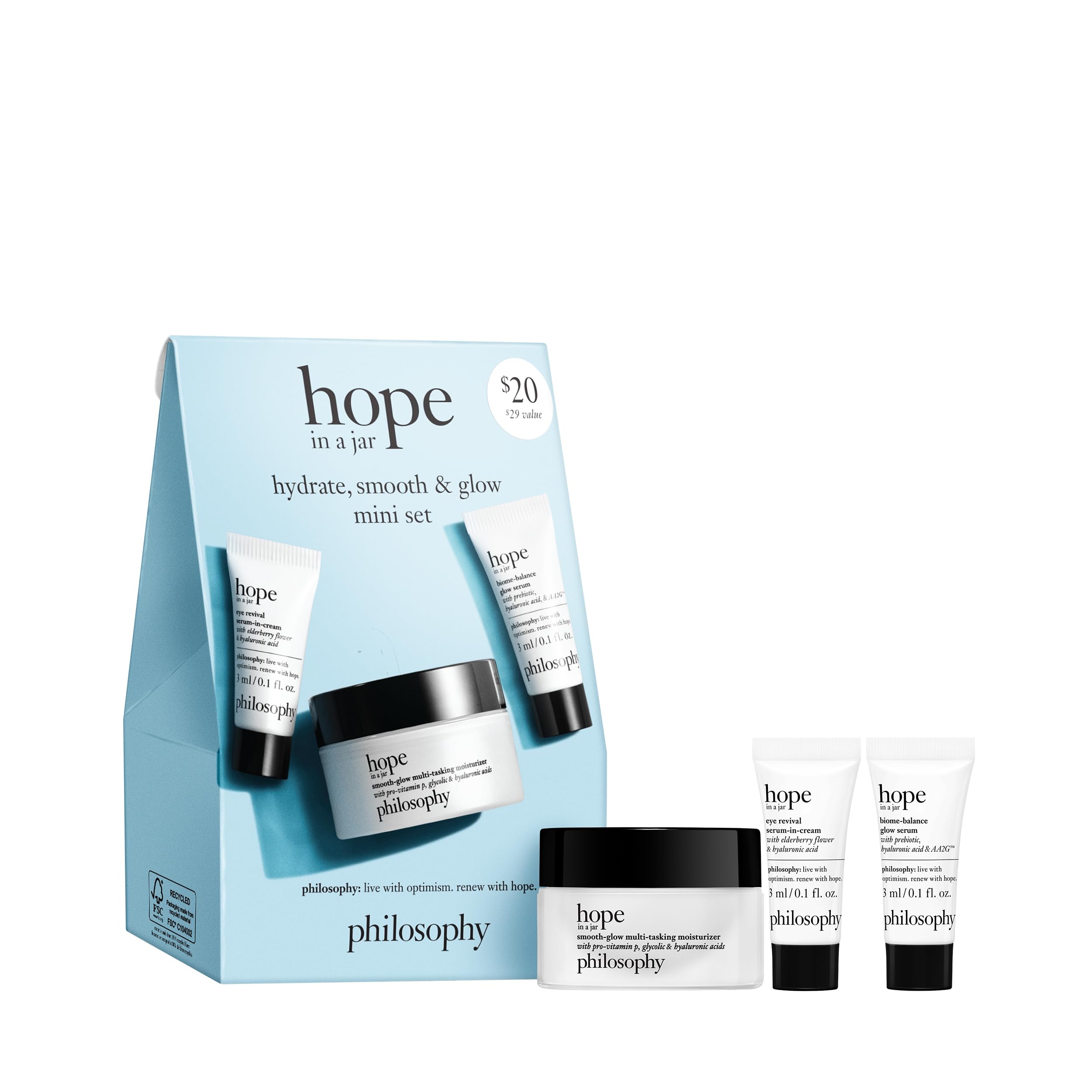 Foto 2 pulgar | Set De Cuidado De La Piel Philosophy Hope Con Crema Hidratante, Sérum Para Ojos Y Sérum Resplandeciente - Venta