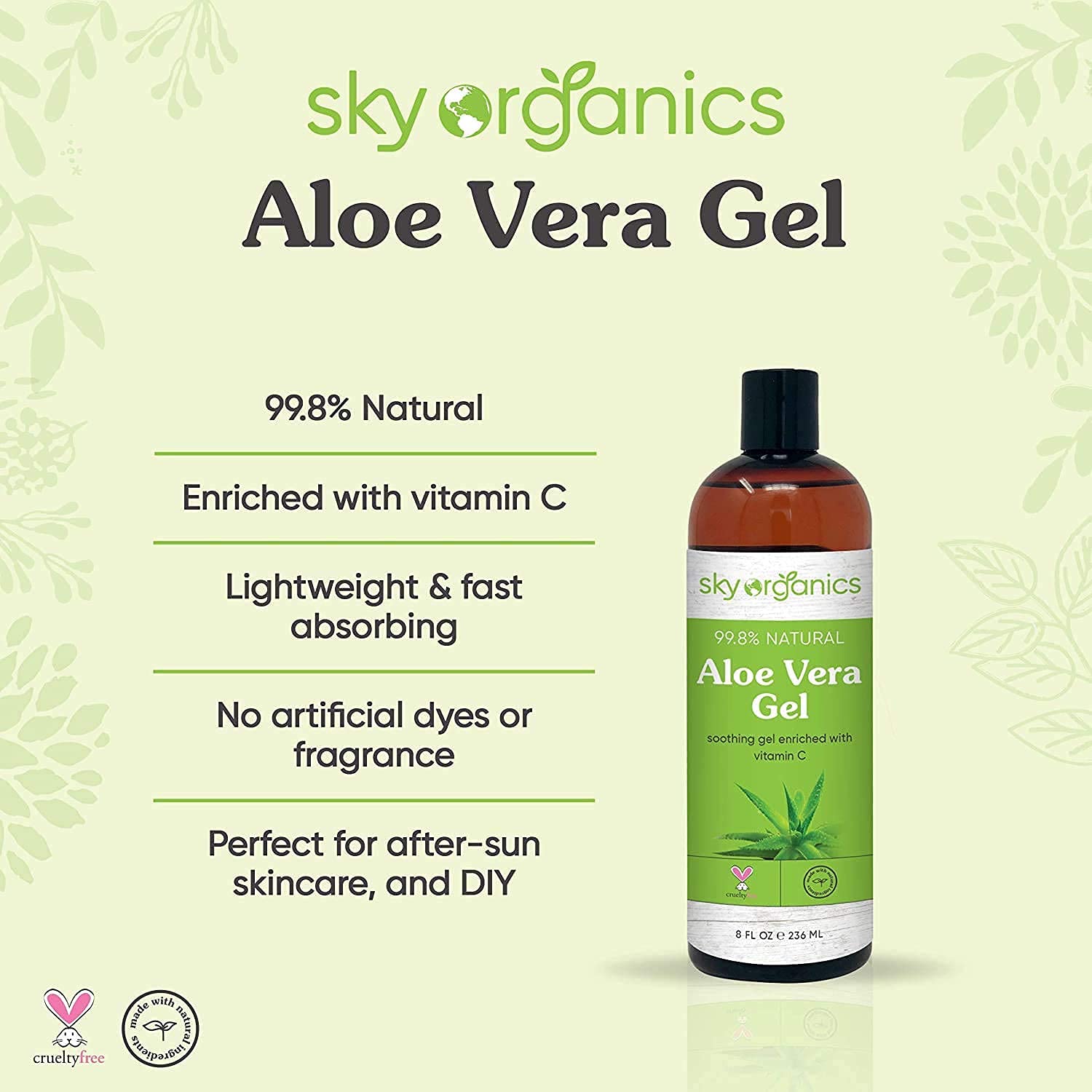 Foto 3 pulgar | Gel De Aloe Vera Sky Organics, 240 Ml, Paquete De 3 Unidades, Ultrahidratante - Venta Internacional.