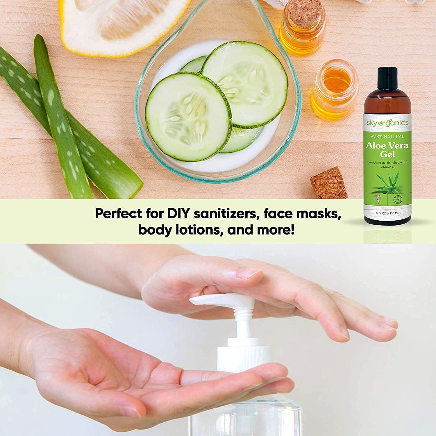 Foto 4 pulgar | Gel De Aloe Vera Sky Organics, 240 Ml, Paquete De 3 Unidades, Ultrahidratante - Venta Internacional.