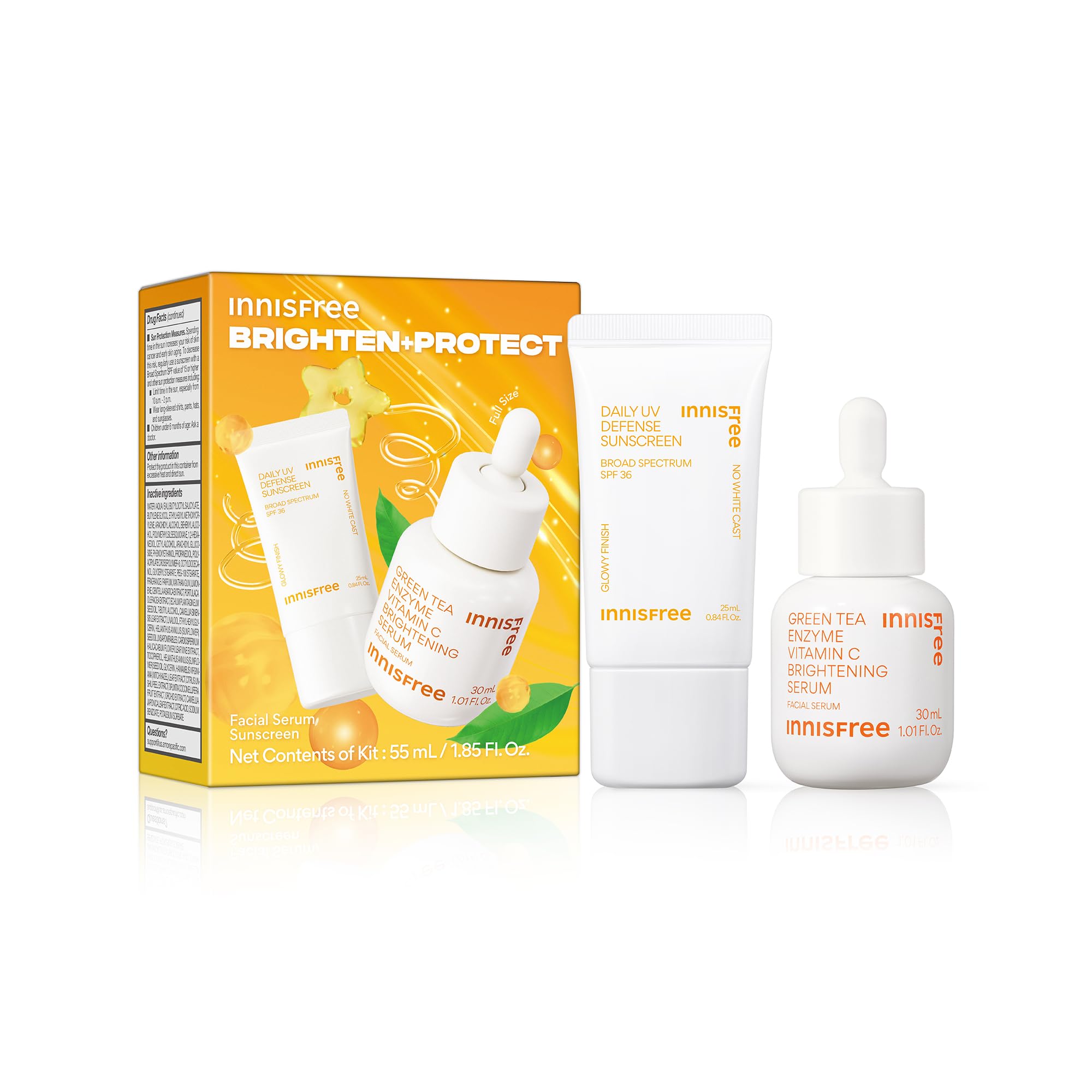 Set De Cuidado De La Piel Innisfree Brighten + Protect Con Protector Solar Y Sérum - Venta Internacional.