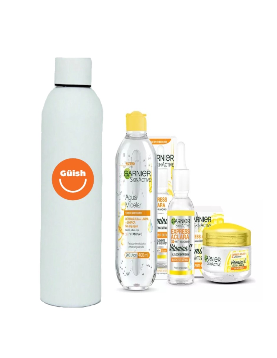 Foto 2 pulgar | Kit Garnier Express Aclara Vitamina + Termo De Agua De Regalo Güish