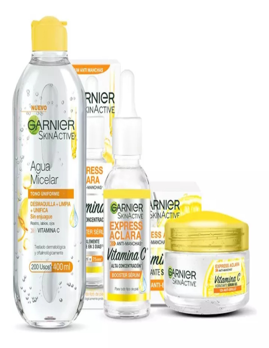 Foto 3 pulgar | Kit Garnier Express Aclara Vitamina + Termo De Agua De Regalo Güish