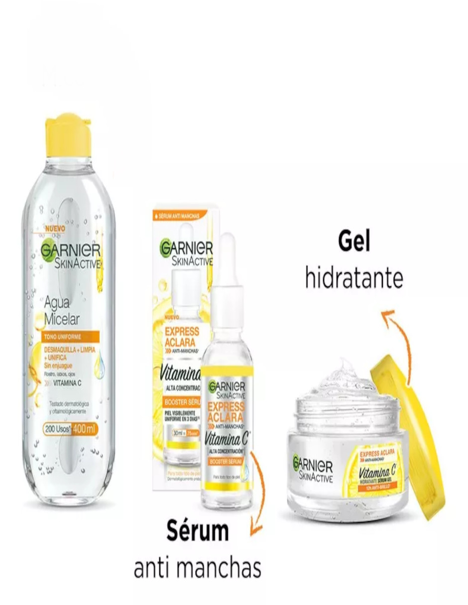 Foto 4 pulgar | Kit Garnier Express Aclara Vitamina + Termo De Agua De Regalo Güish