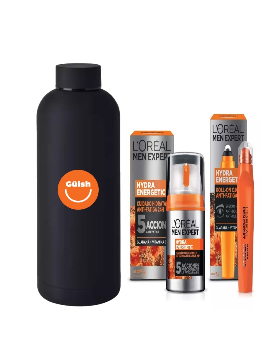 Foto 1 | Kit Hydra Energetic Men Expert: Crema + Roll-on Antiojeras + Termo De Agua De Regalo Güish