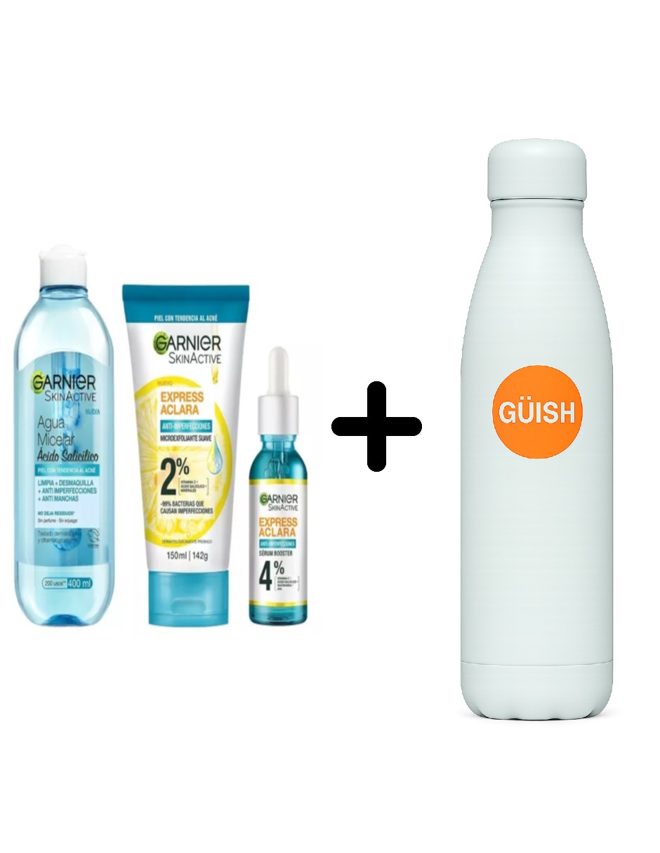 Foto 2 pulgar | Kit Garnier Rutina Express Aclara Anti-imperfecciones Ácido Salicílico + Termo Güish Gratis