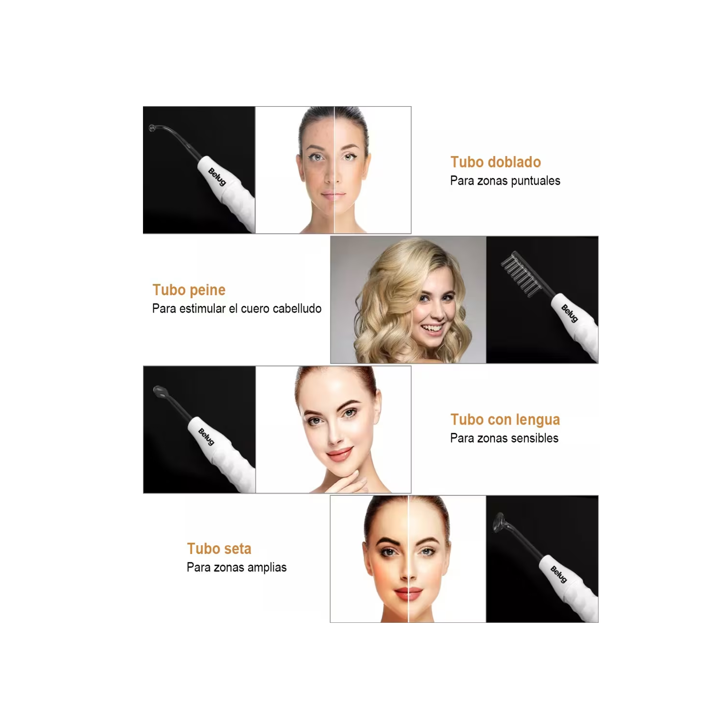 Foto 4 pulgar | Máquina Portátil Terapia Piel Belleza Facial Alta Frecuencia Belug Blanco