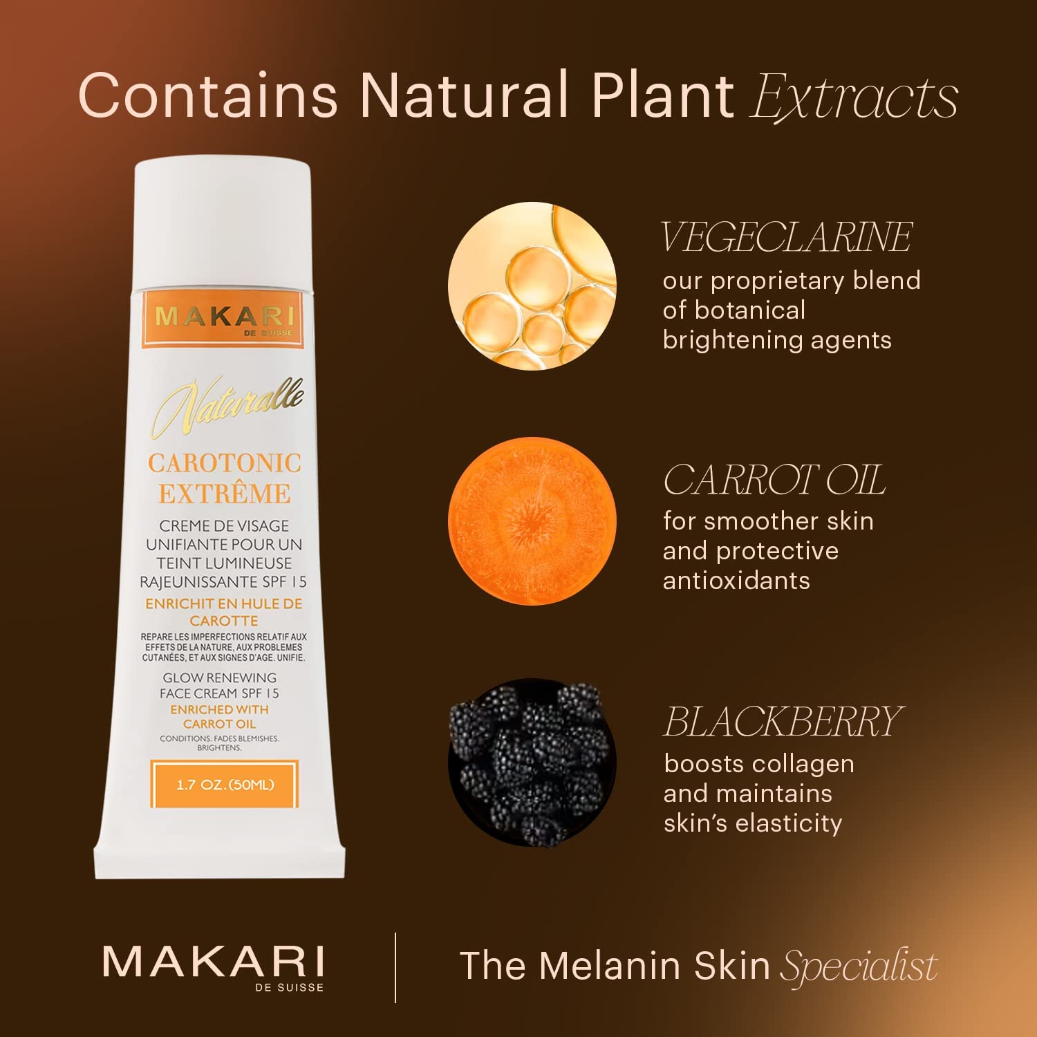 Foto 5 pulgar | Crema Facial Makari Naturalle Carotonic Extreme Glow Spf15 50 Ml - Venta Internacional.