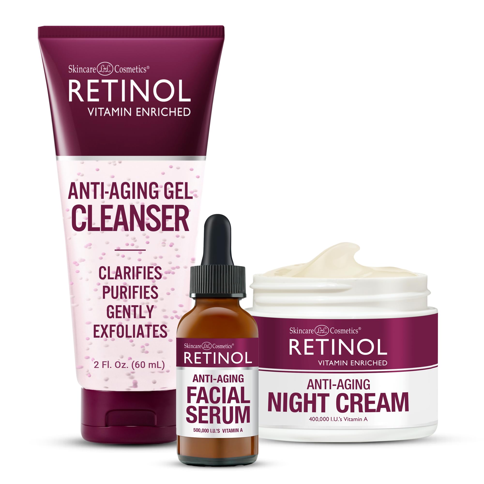 Foto 2 pulgar | Kit De 3 Pasos Con Retinol Antienvejecimiento Night Essentials Para El Cuidado De La Piel - Venta Internacional.