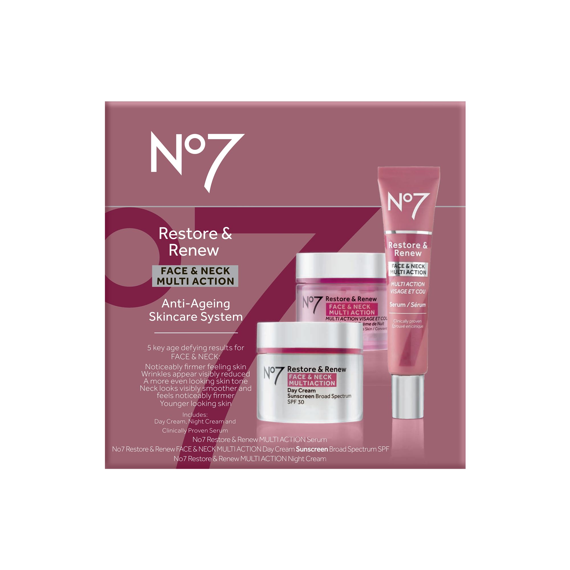 Foto 3 pulgar | Kit De Cuidado De La Piel Número 7 Para Restaurar Y Renovar Rostro Y Cuello Con Spf 30 - Venta Internacional.