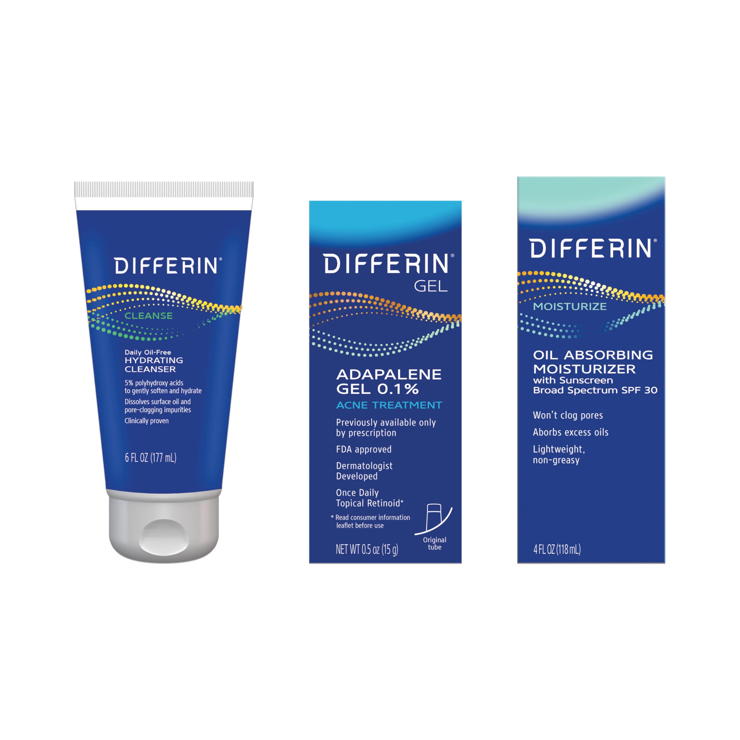 Foto 1 | Kit De Cuidado De La Piel Differin Para Tratamientos Para El Acné, Régimen De 3 Pasos Con Spf - Venta Internacional.