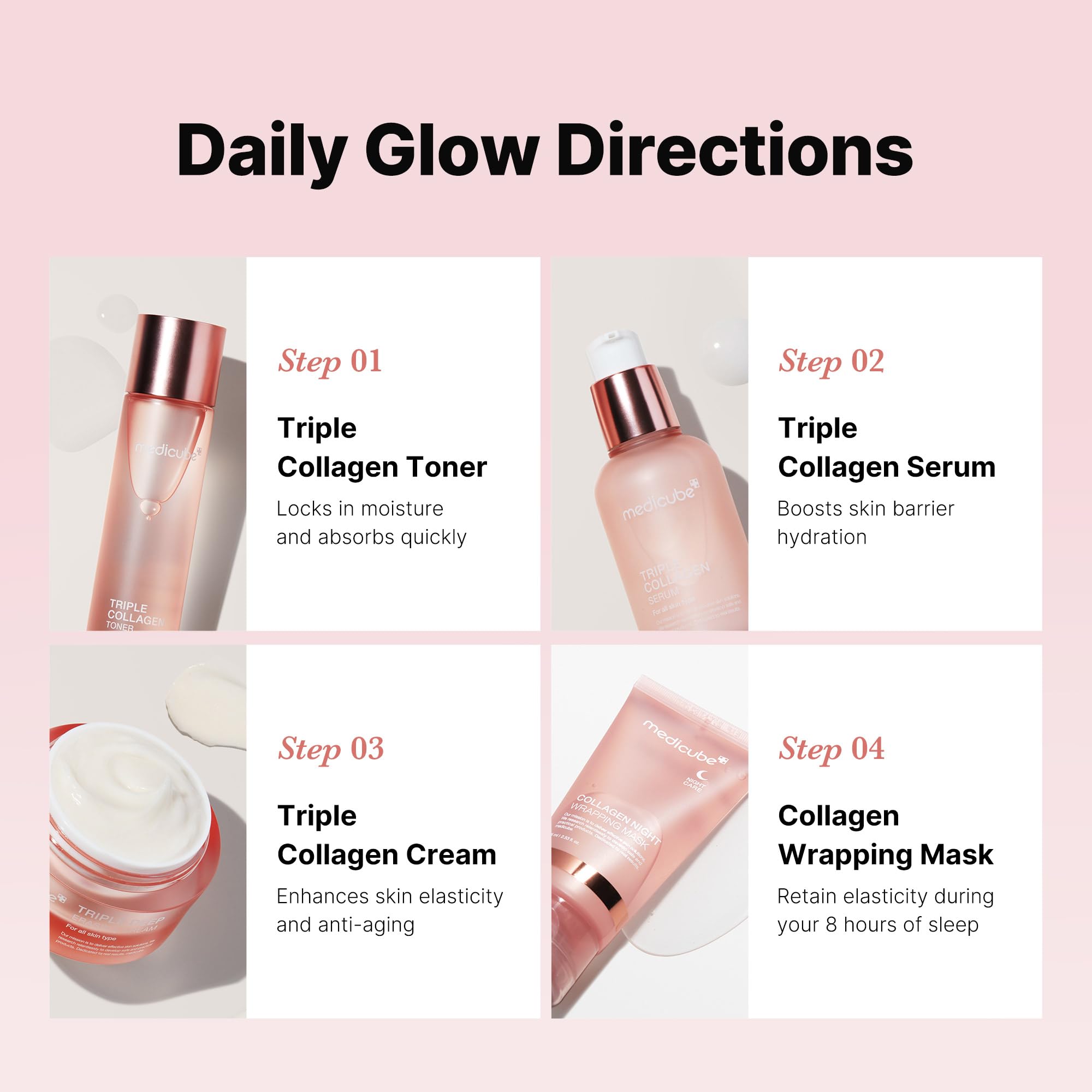 Foto 4 pulgar | Kit De Prueba De Colágeno Skincare Medicube Glass Skin Glow - Venta Internacional.