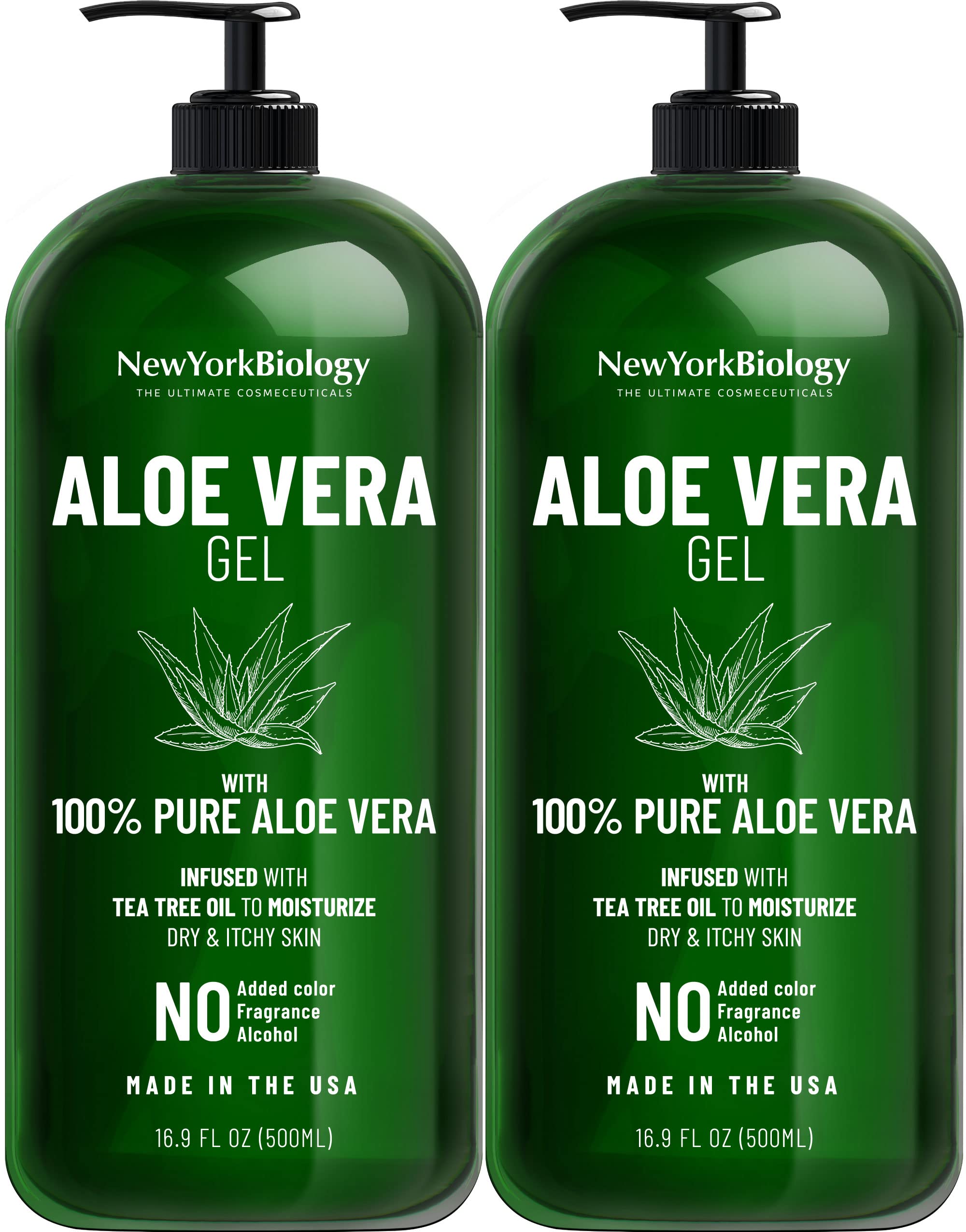 Foto 1 | Gel De Aloe Vera New York Biology Para Rostro, Piel Y Cabello, 500 Ml X2 - Venta Internacional.