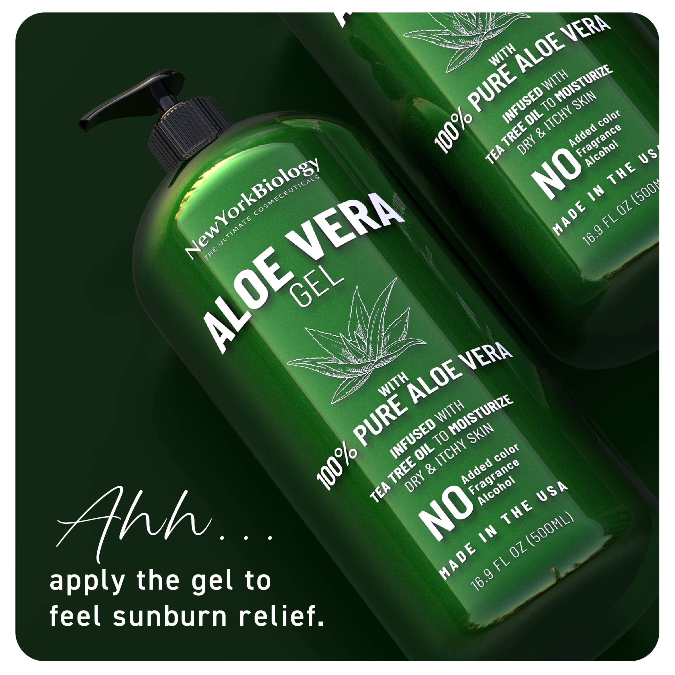 Foto 6 pulgar | Gel De Aloe Vera New York Biology Para Rostro, Piel Y Cabello, 500 Ml X2 - Venta Internacional.