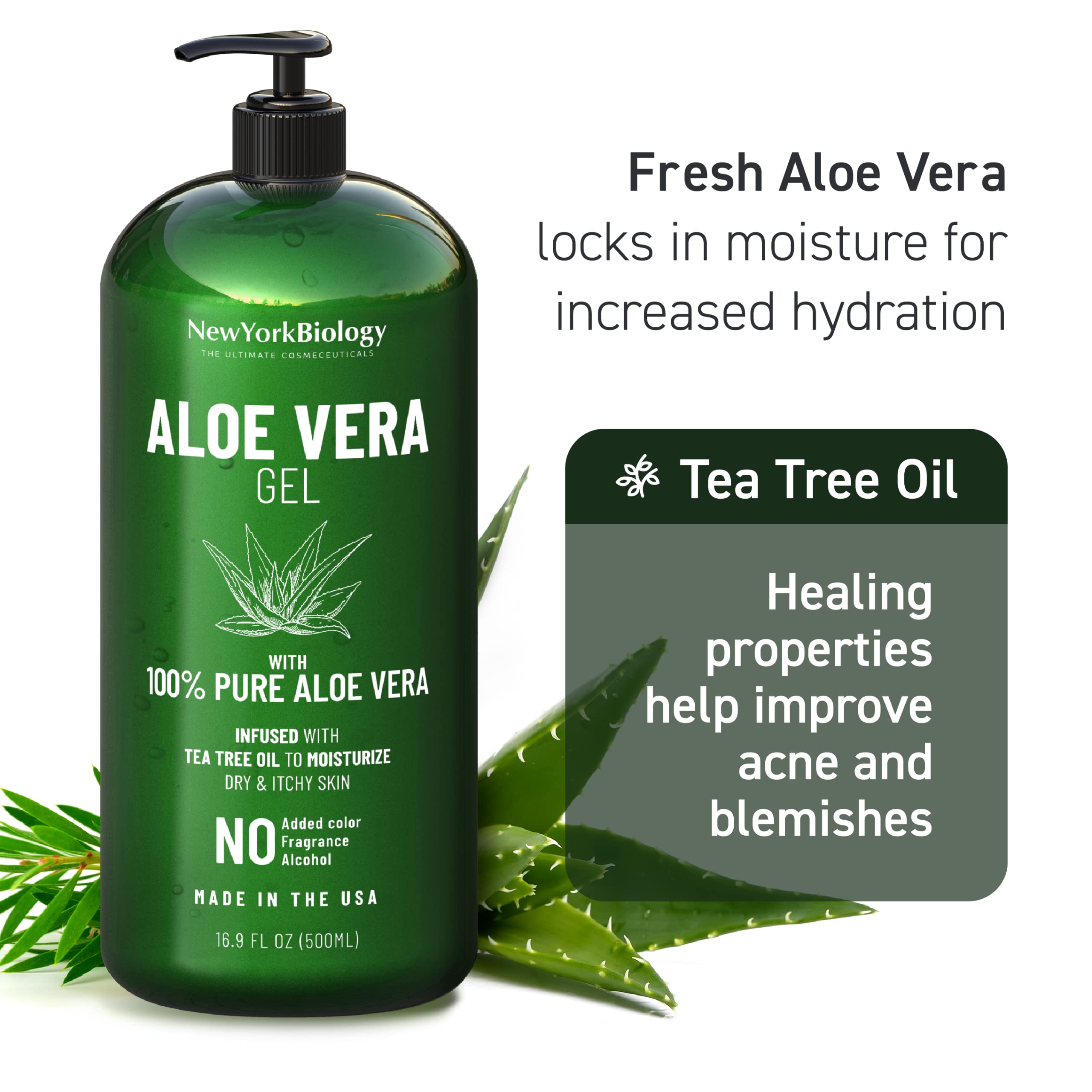 Foto 7 pulgar | Gel De Aloe Vera New York Biology Para Rostro, Piel Y Cabello, 500 Ml X2 - Venta Internacional.