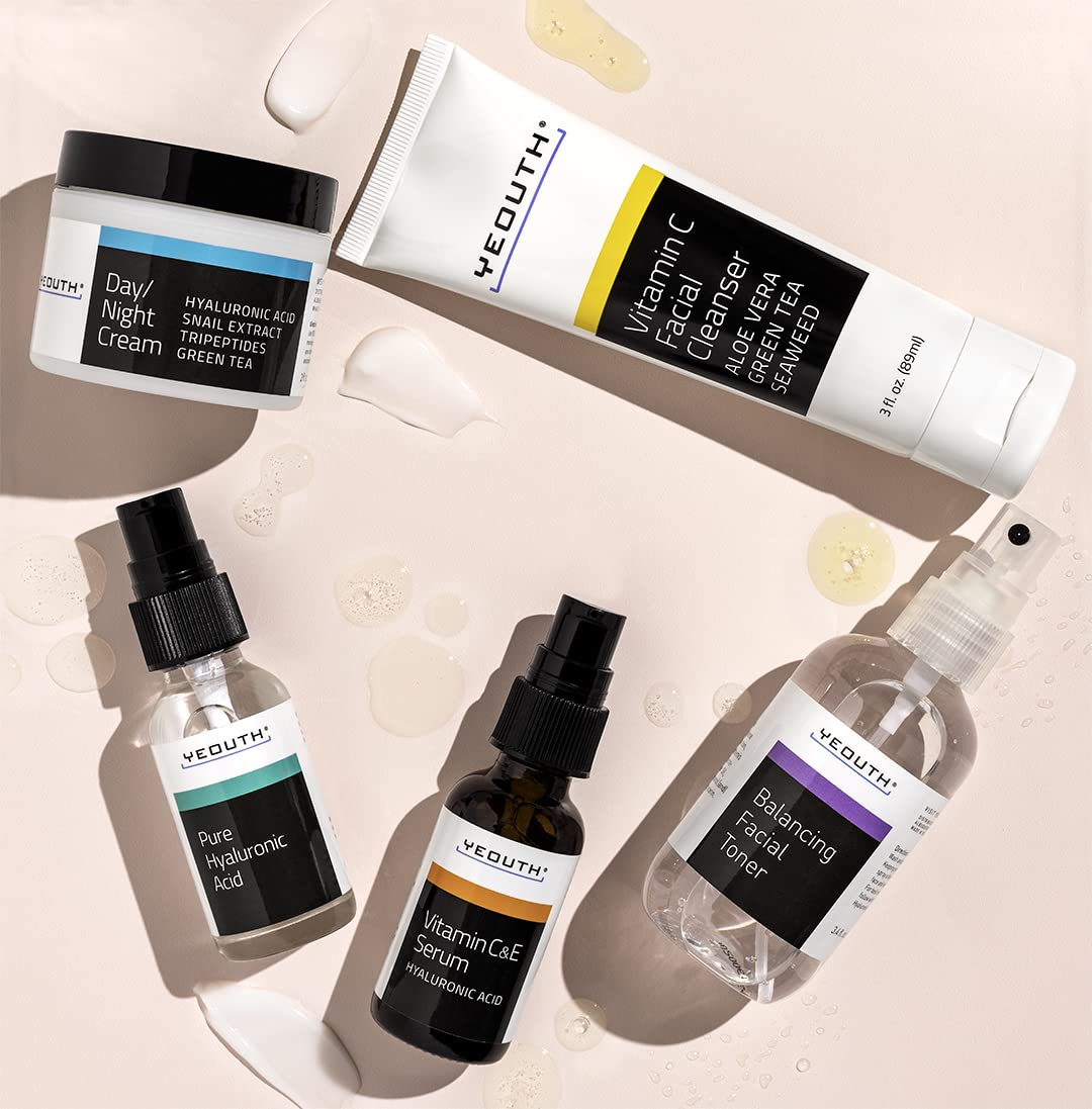Foto 7 | Set De Cuidado De La Piel Yeouth, Sérum De Ácido Hialurónico Y Vitamina C, 5 Piezas - Venta Internacional.