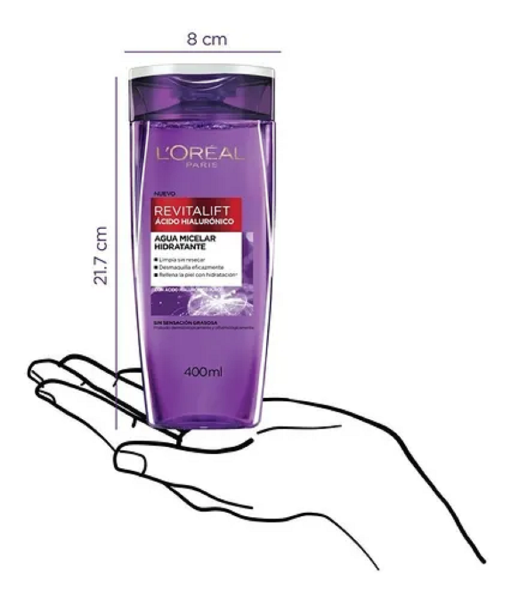 Foto 4 pulgar | Agua Micelar Loreal 400 ml con Ácido Hialurónico