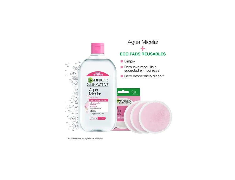 Foto 4 pulgar | Kit Garnier Agua Micelar y Pads/ Todo En 1/ 700ml