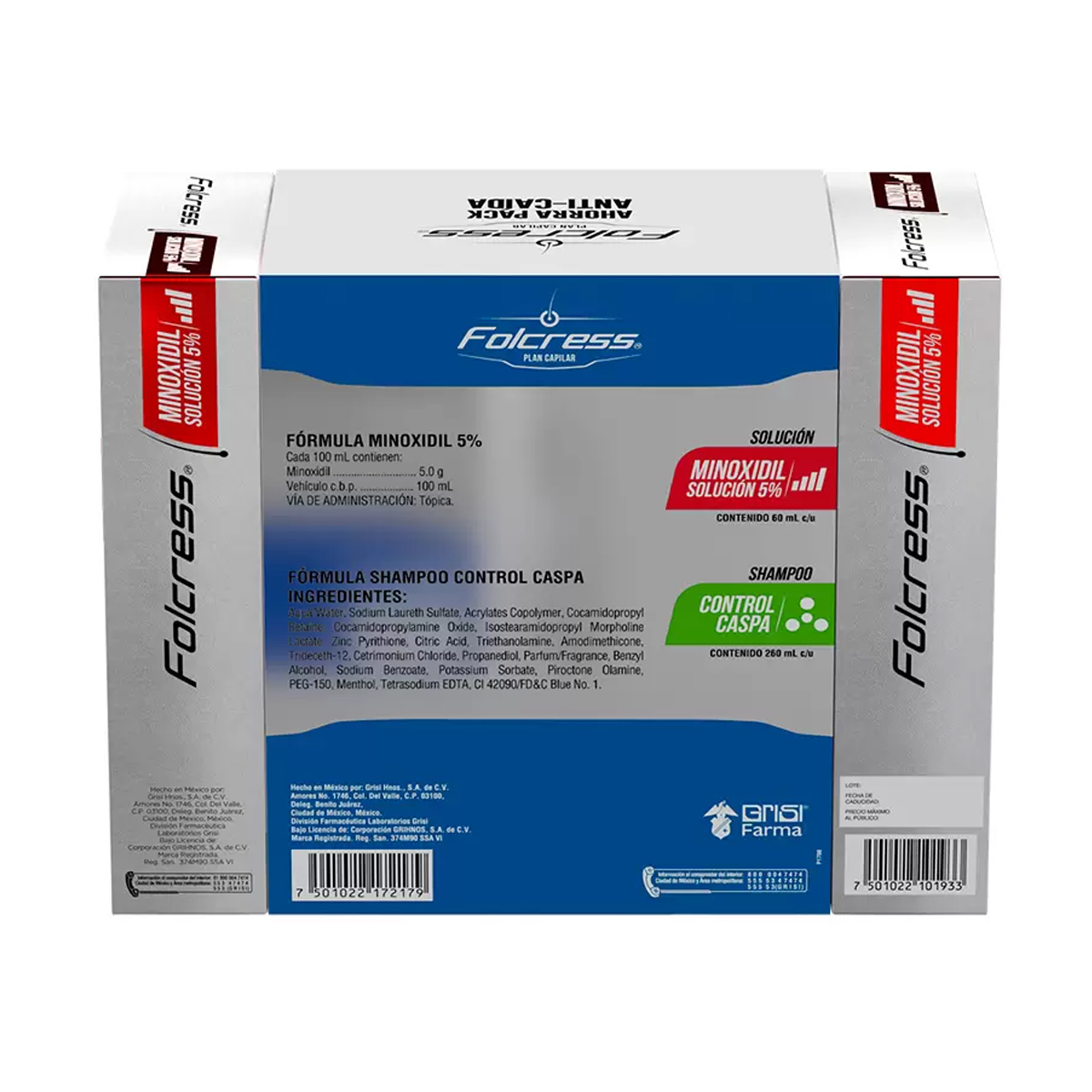 Foto 5 pulgar | Kit Capilar Folcress Anticaída Minoxidil + Control Caspa 5pz