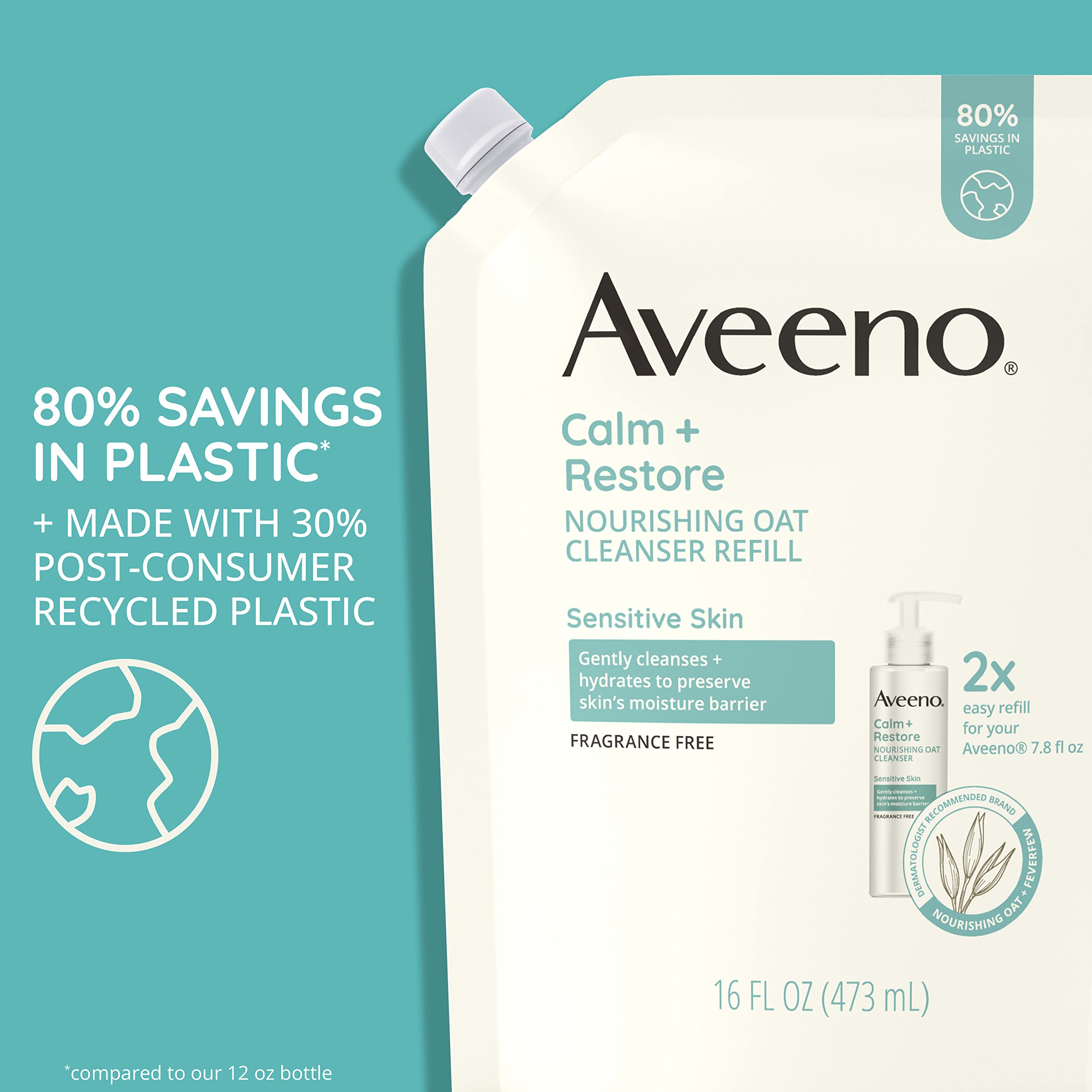 Foto 3 pulgar | Limpiador Facial Aveeno Calm + Restore Nutritive Avena 480 Ml - Venta Internacional.