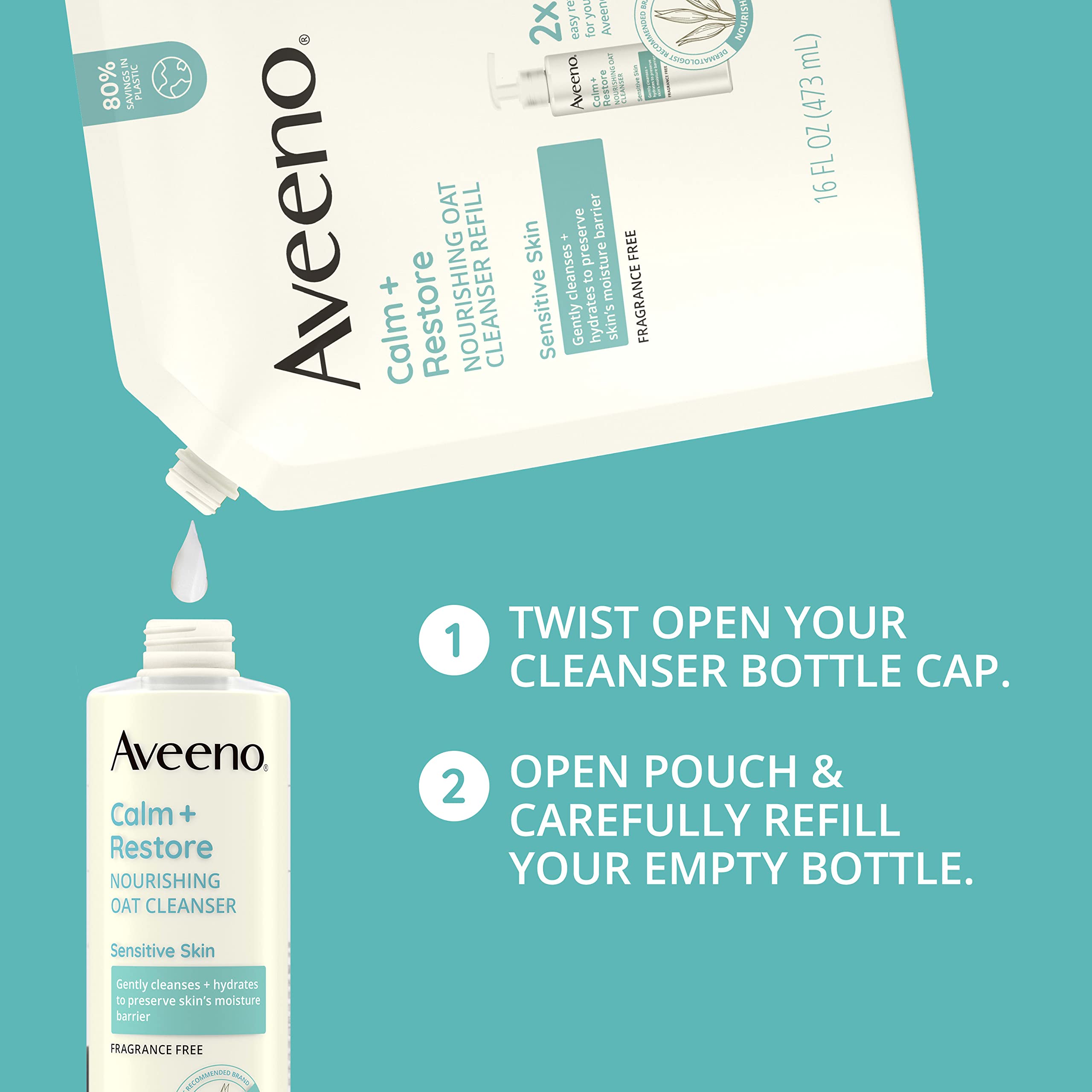 Foto 4 pulgar | Limpiador Facial Aveeno Calm + Restore Nutritive Avena 480 Ml - Venta Internacional.