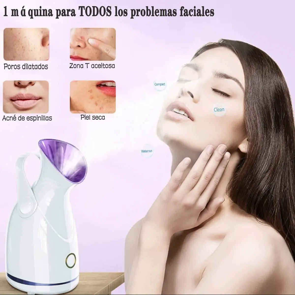 Foto 2 | Vaporizador Facial Iónico Malubero Hidratante Blanco Con Morado