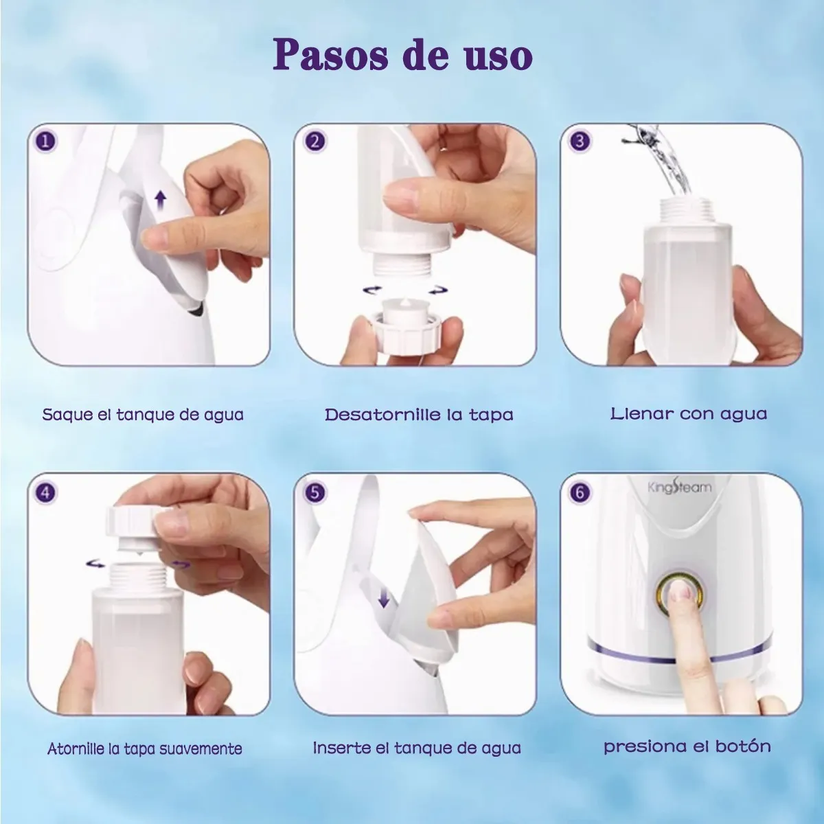 Foto 4 pulgar | Vaporizador Facial Iónico Malubero Hidratante Blanco Con Morado