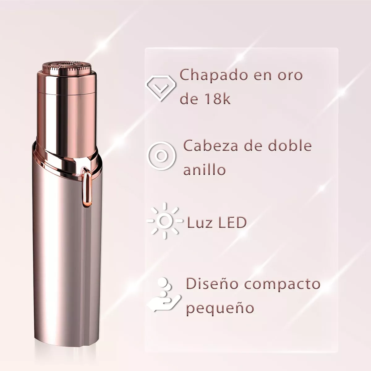 Foto 3 pulgar | Depiladora Facial Eléctrica Recargable con Luz LED para Mujer - Depilación Indolora y Suave