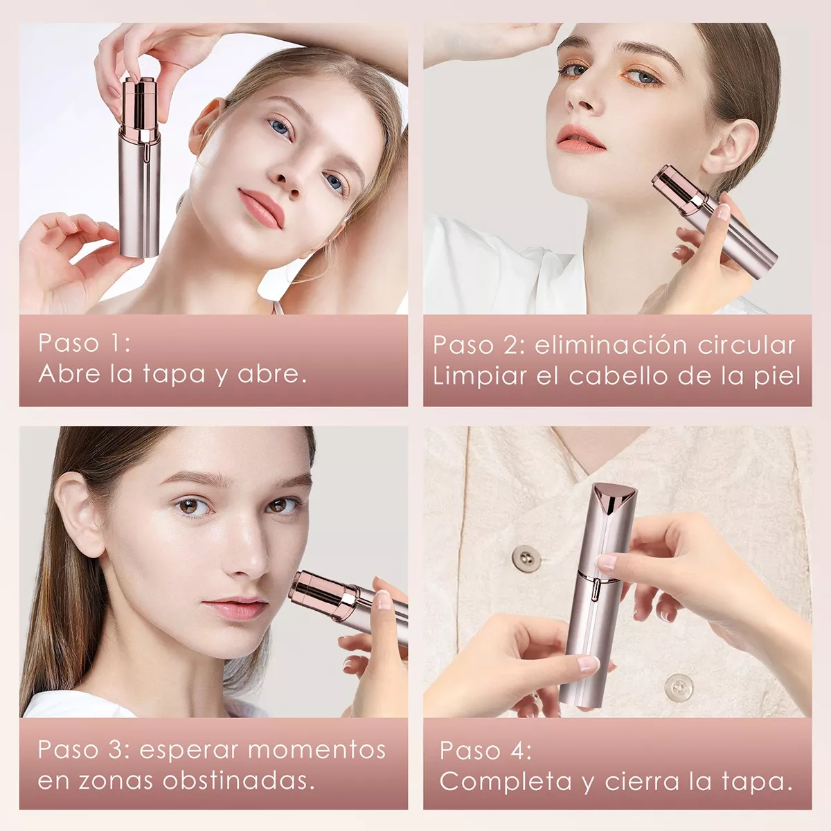 Foto 4 pulgar | Depiladora Facial Eléctrica Recargable con Luz LED para Mujer - Depilación Indolora y Suave