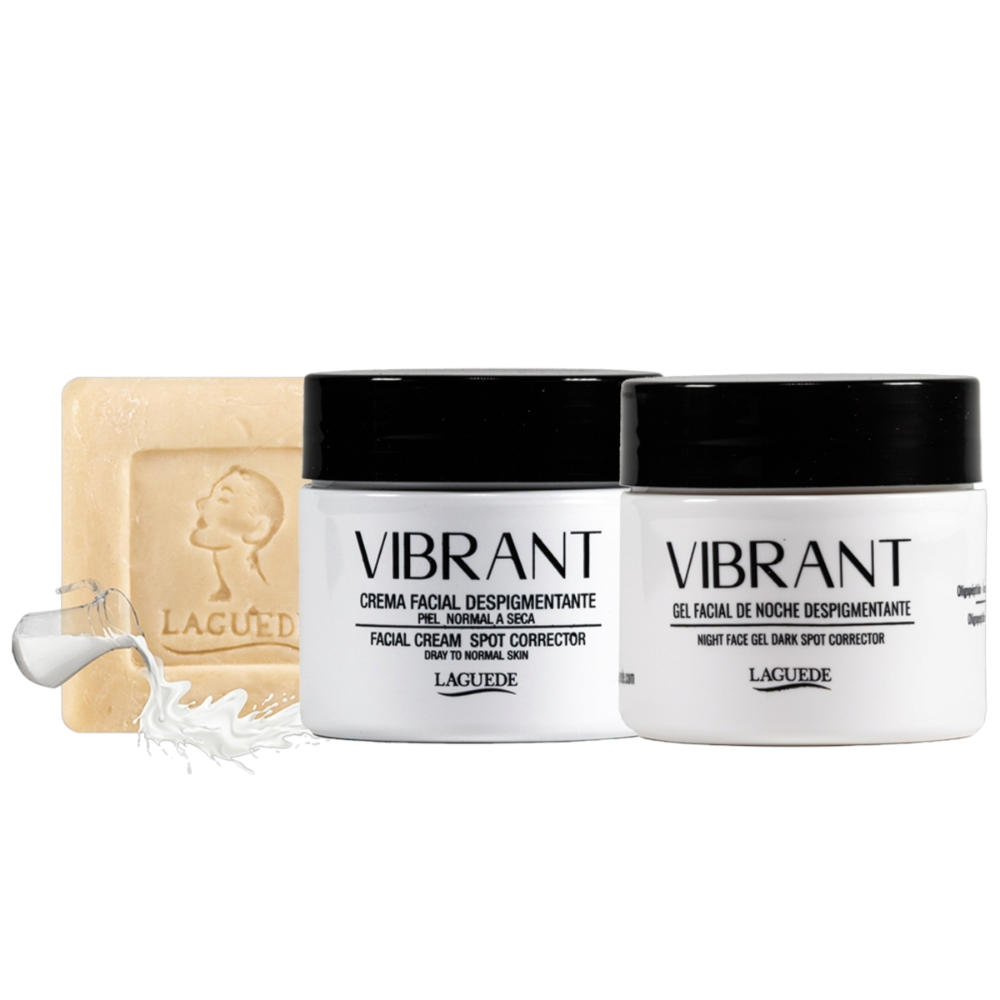 Kit Aclarante Laguede Crema De Día Fps/15, Gel De Noche, Jabón Aclarante De Leche De Burra Piel Seca/normal