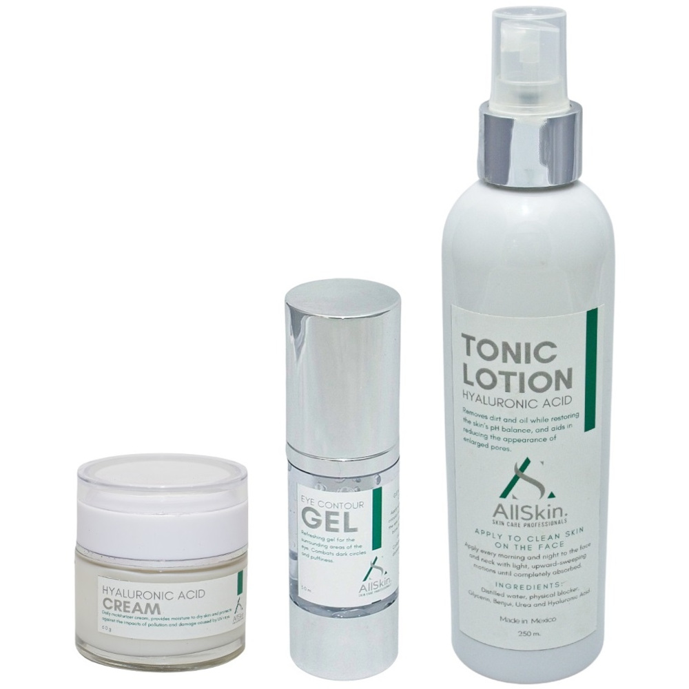 Kit Antiarrugas Con Gel Para Contorno De Ojos, Crema Facial Y Tónico Hidratante Con Ácido Hialurónico